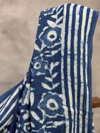 Indigo HBP Linen Saree-SRBLS90