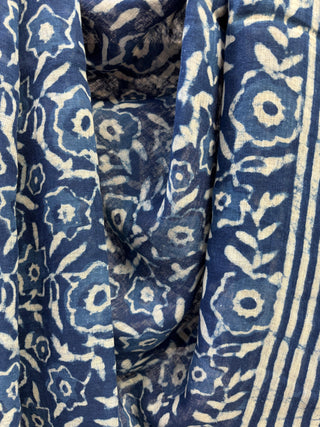 Indigo HBP Linen Saree-SRBLS90