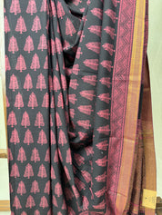 Black Pink HBP Mangalgiri Cotton Saree - SRBPHMCS028