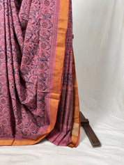 Dusky Pink  HBP Mangalgiri Cotton Saree - SRHDPMCS007