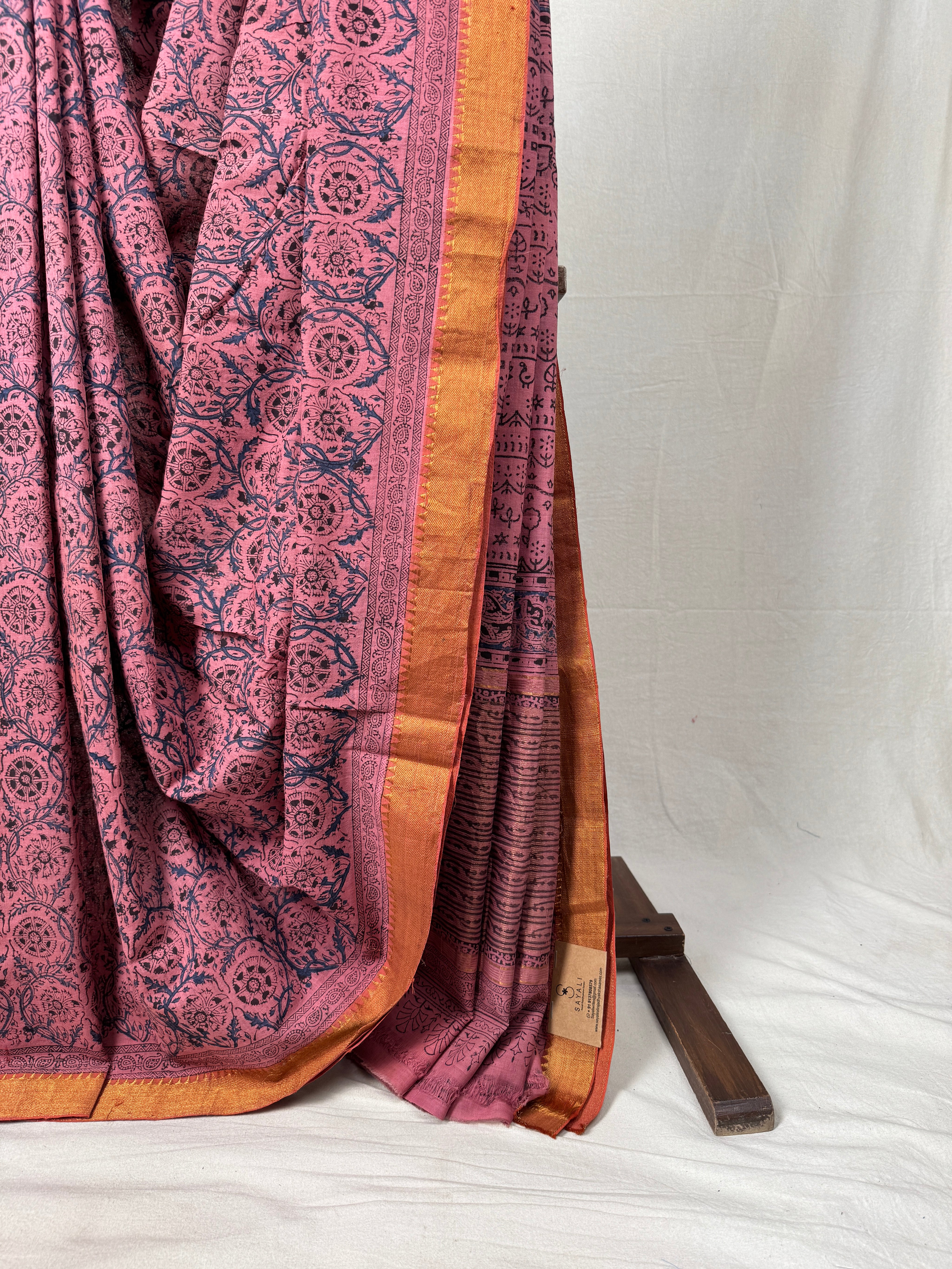 Dusky Pink  HBP Mangalgiri Cotton Saree - SRHDPMCS007