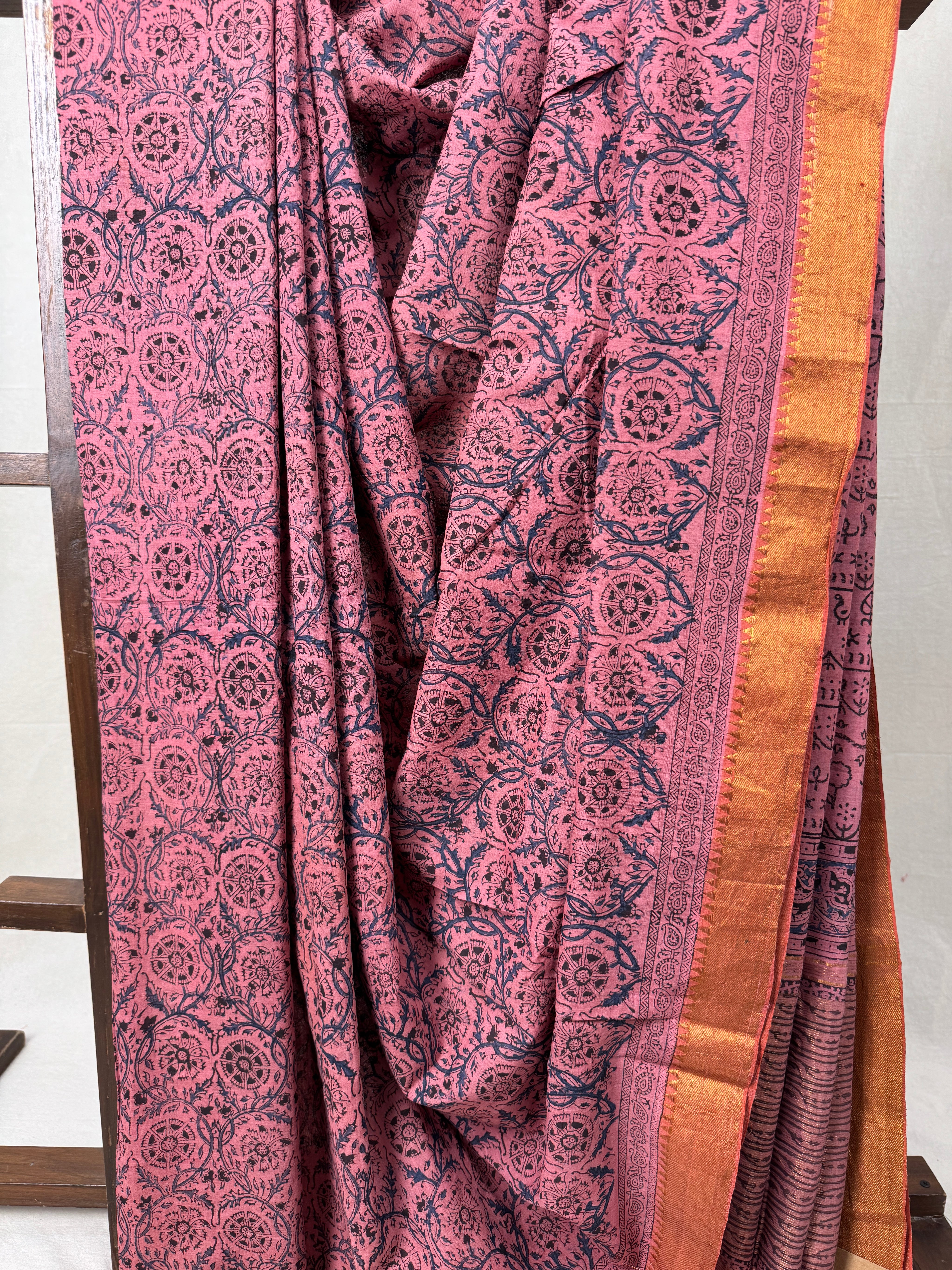 Dusky Pink  HBP Mangalgiri Cotton Saree - SRHDPMCS007