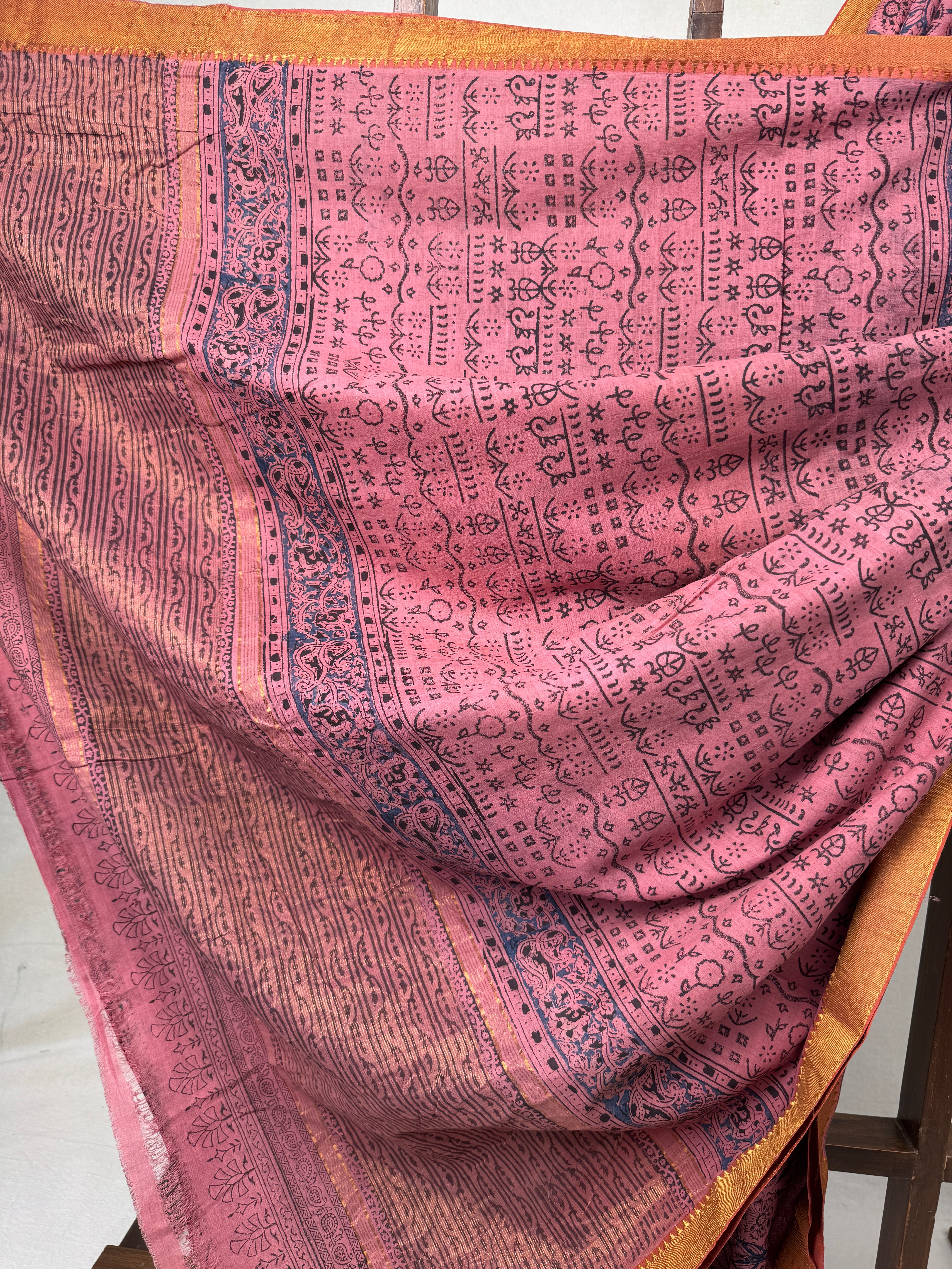Dusky Pink  HBP Mangalgiri Cotton Saree - SRHDPMCS007