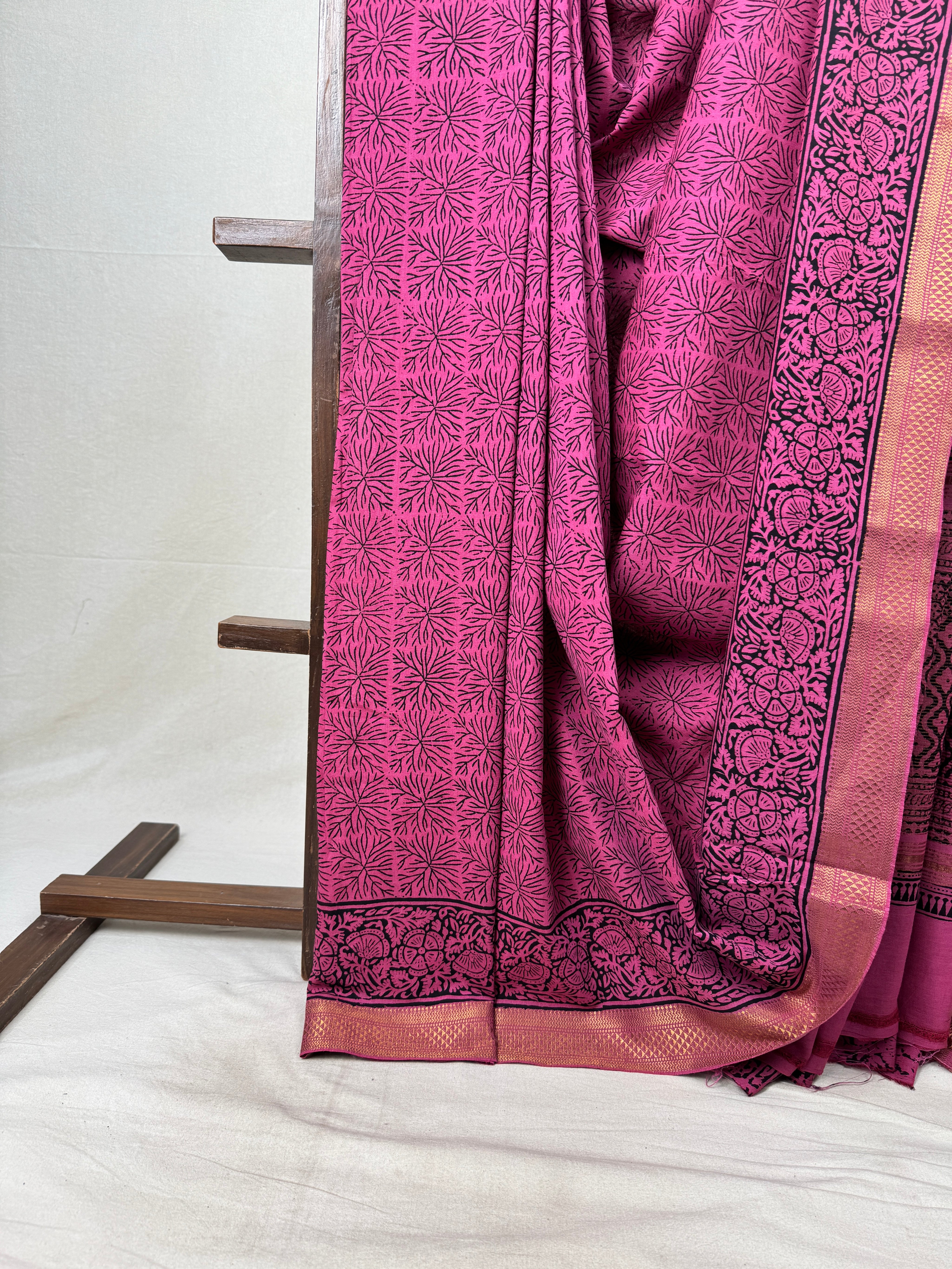 Pink HBP Mangalgiri Cotton Saree - SRPHMCS011
