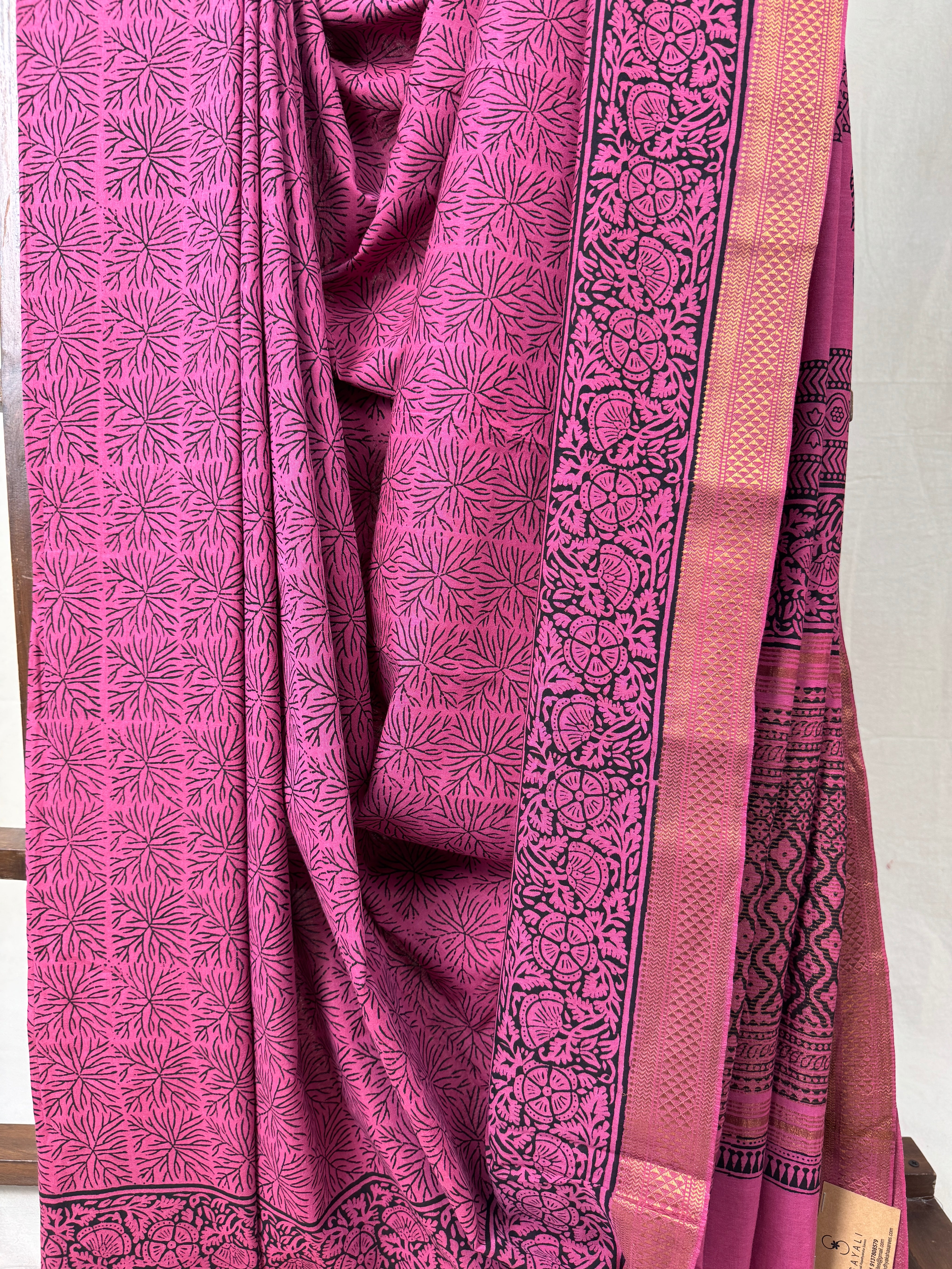 Pink HBP Mangalgiri Cotton Saree - SRPHMCS011