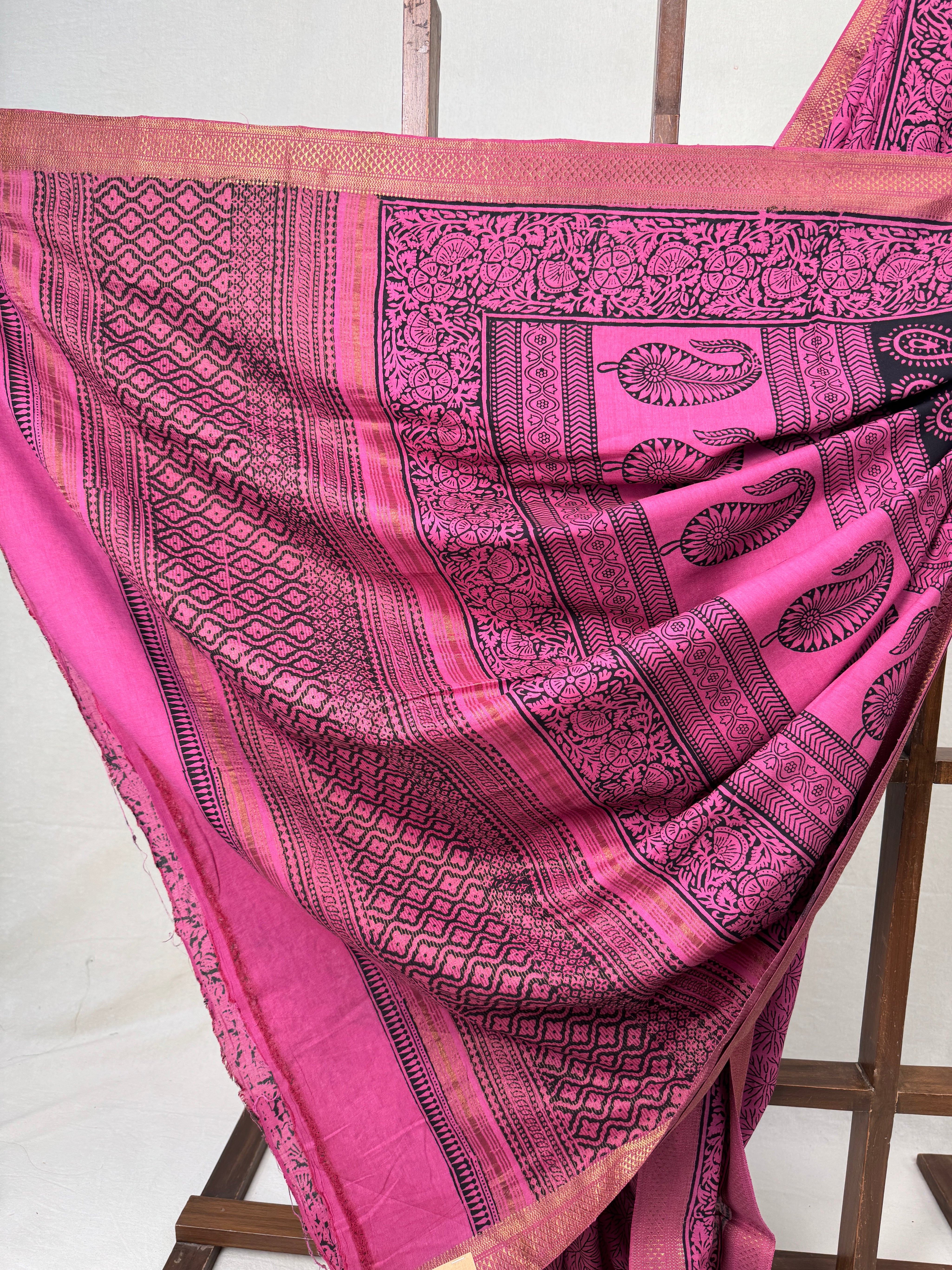Pink HBP Mangalgiri Cotton Saree - SRPHMCS011