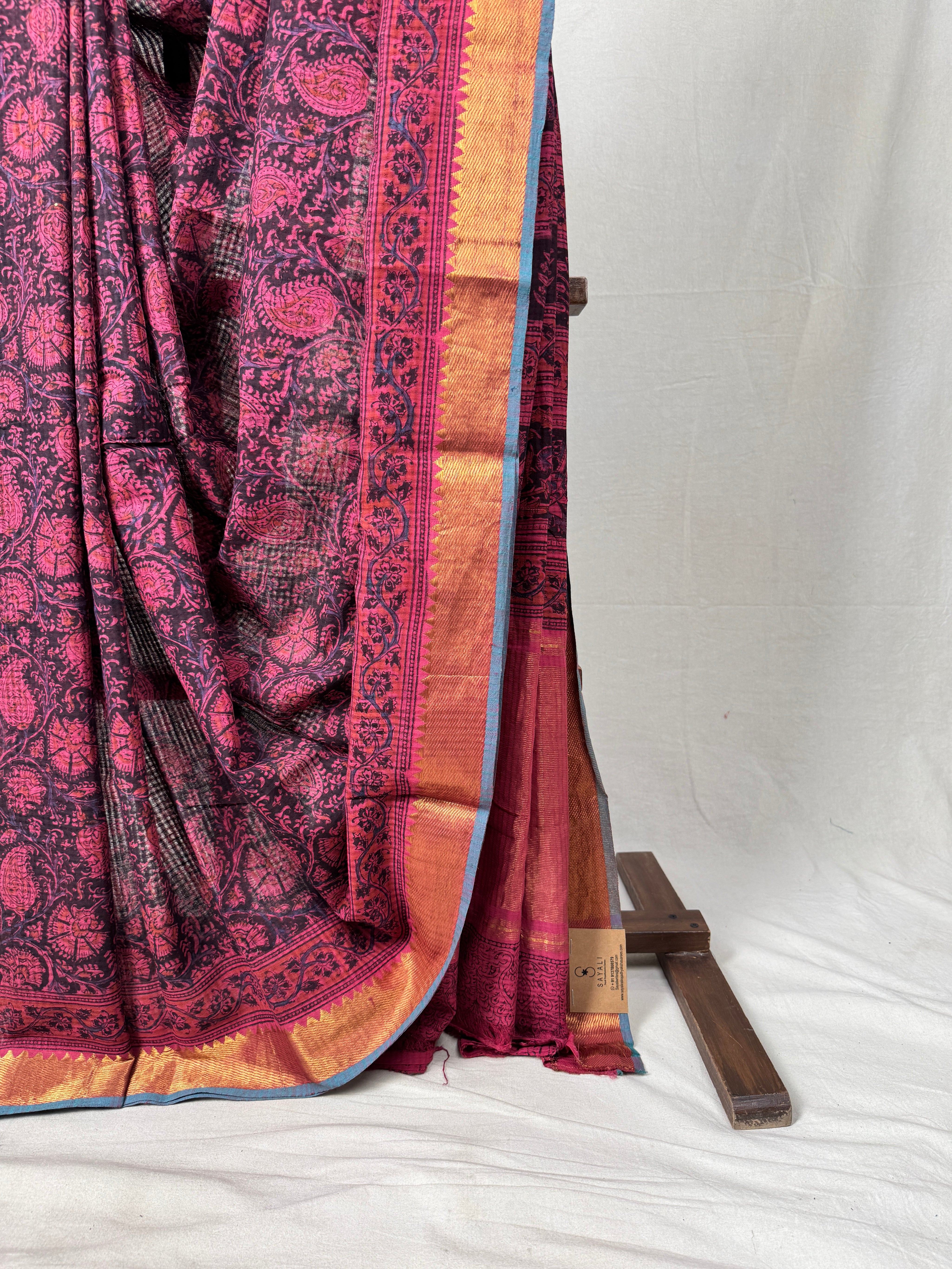 Black Pink HBP Mangalgiri Cotton Saree - SRBPHMCS019