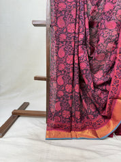 Black Pink HBP Mangalgiri Cotton Saree - SRBPHMCS019