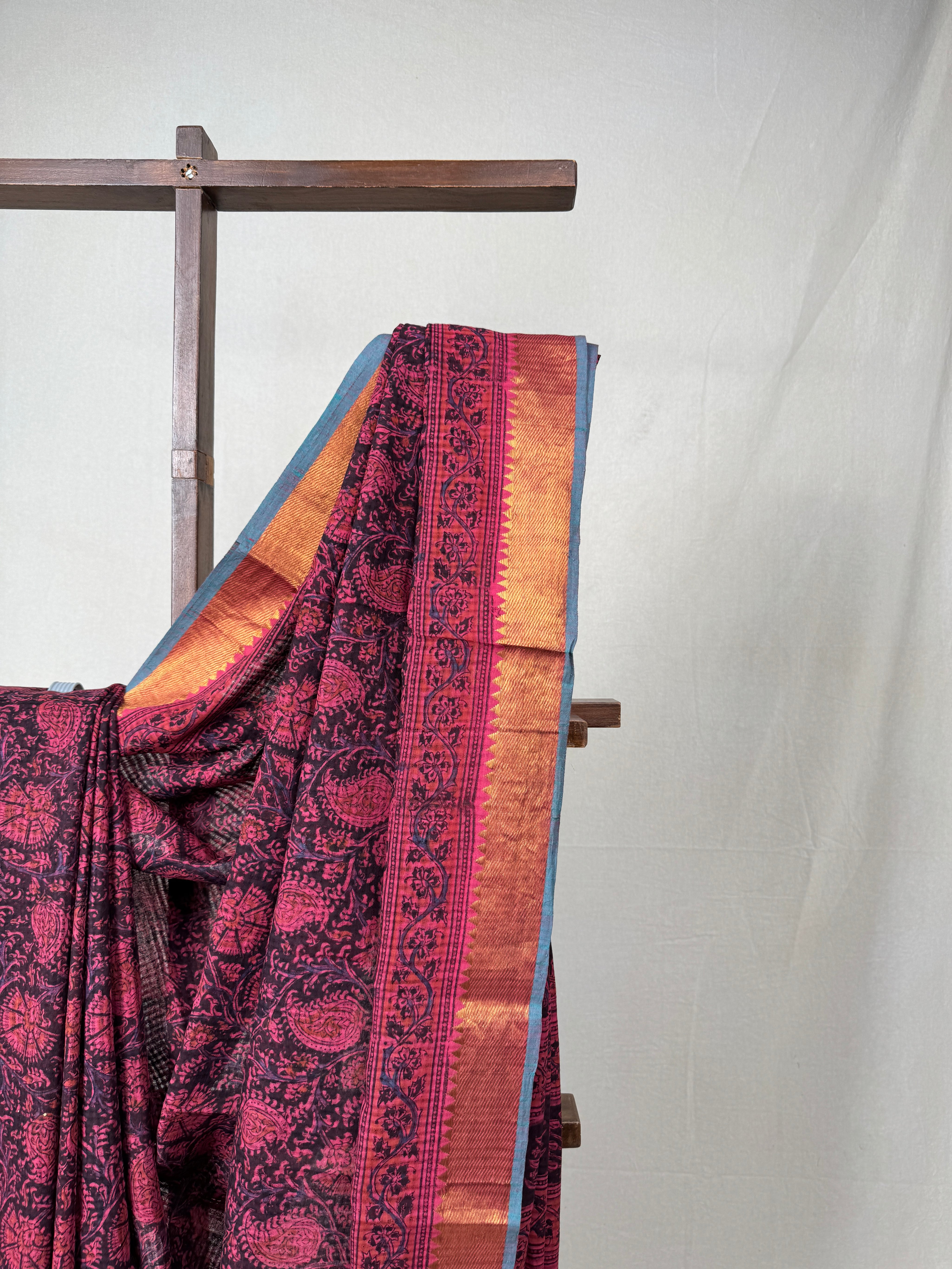 Black Pink HBP Mangalgiri Cotton Saree - SRBPHMCS019