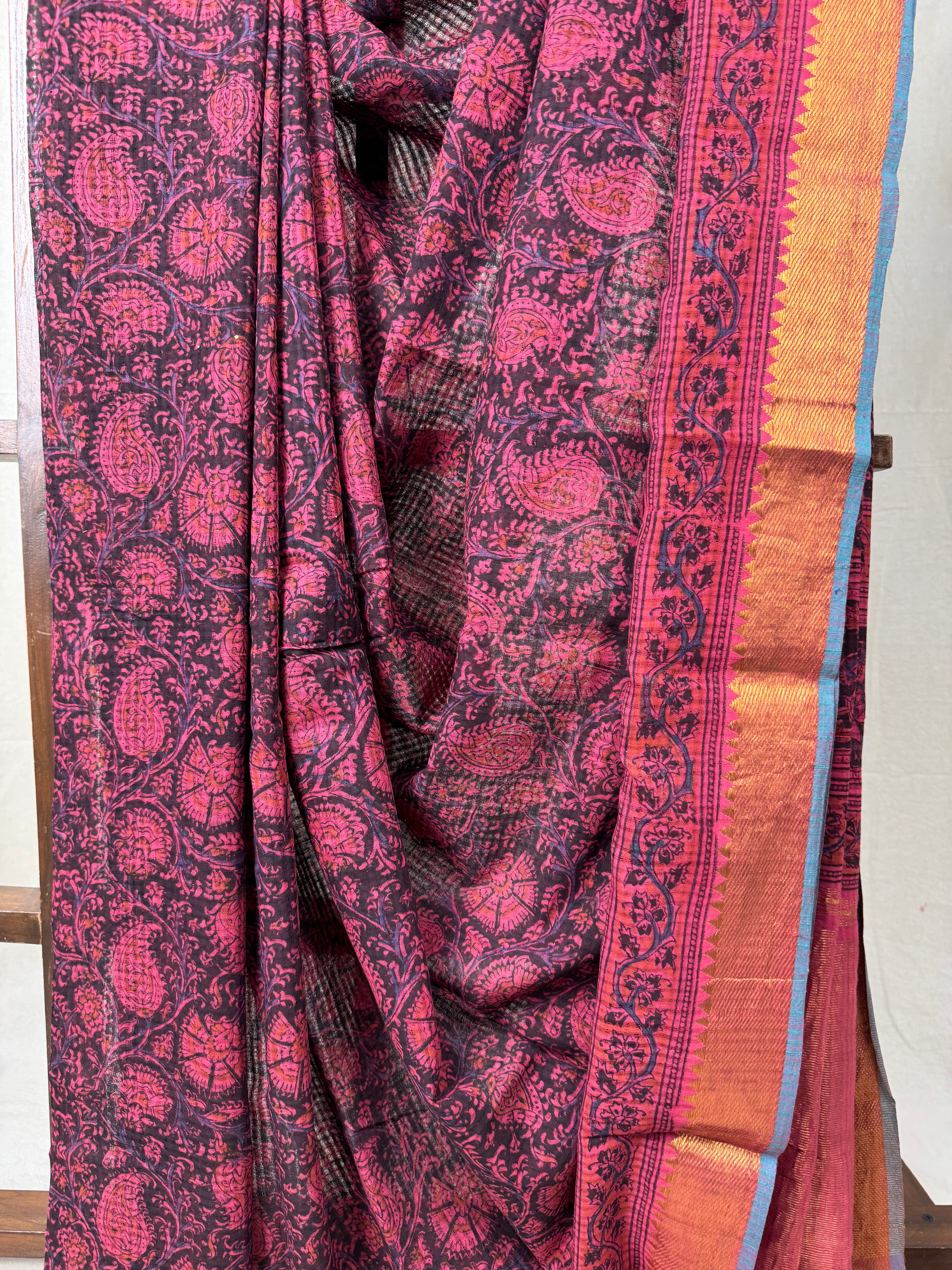 Black Pink HBP Mangalgiri Cotton Saree - SRBPHMCS019