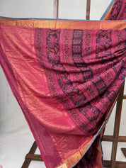 Black Pink HBP Mangalgiri Cotton Saree - SRBPHMCS019