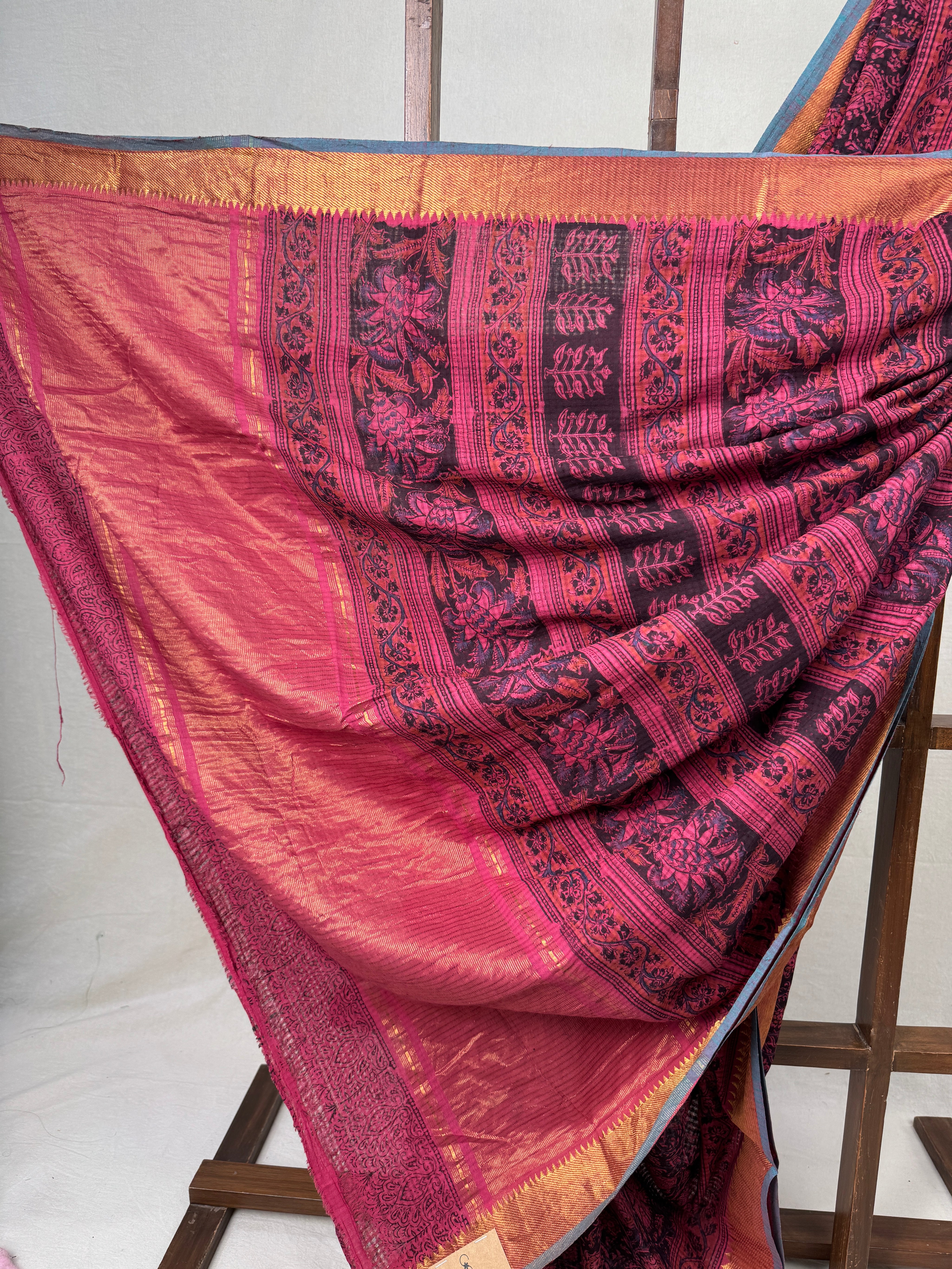 Black Pink HBP Mangalgiri Cotton Saree - SRBPHMCS019
