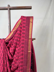 Maroon HBP Mangalgiri Cotton Saree - SRMHMCS001