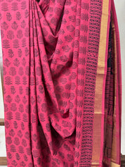 Maroon HBP Mangalgiri Cotton Saree - SRMHMCS001
