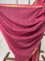 Maroon HBP Mangalgiri Cotton Saree - SRMHMCS001