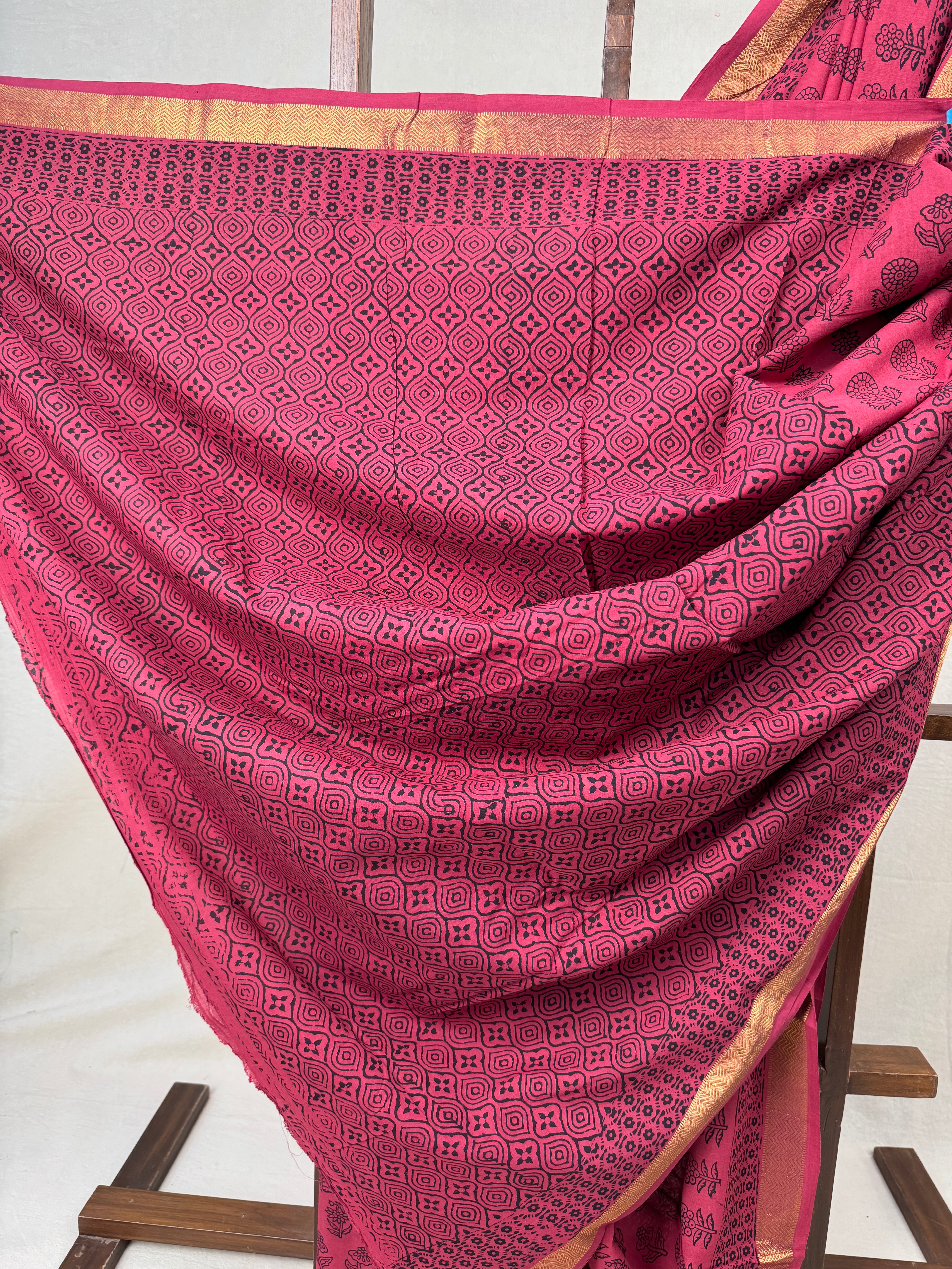 Maroon HBP Mangalgiri Cotton Saree - SRMHMCS001