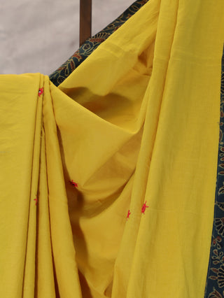 Yellow Cotton Patchwork Saree-SRYCPWS156
