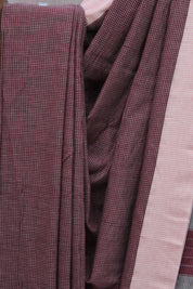 Maroon Small Checks Cotton Patteda Anchu Saree - SRMPAS135