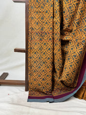 Mustard  HBP Mangalgiri Cotton Saree - SRMHMCS031