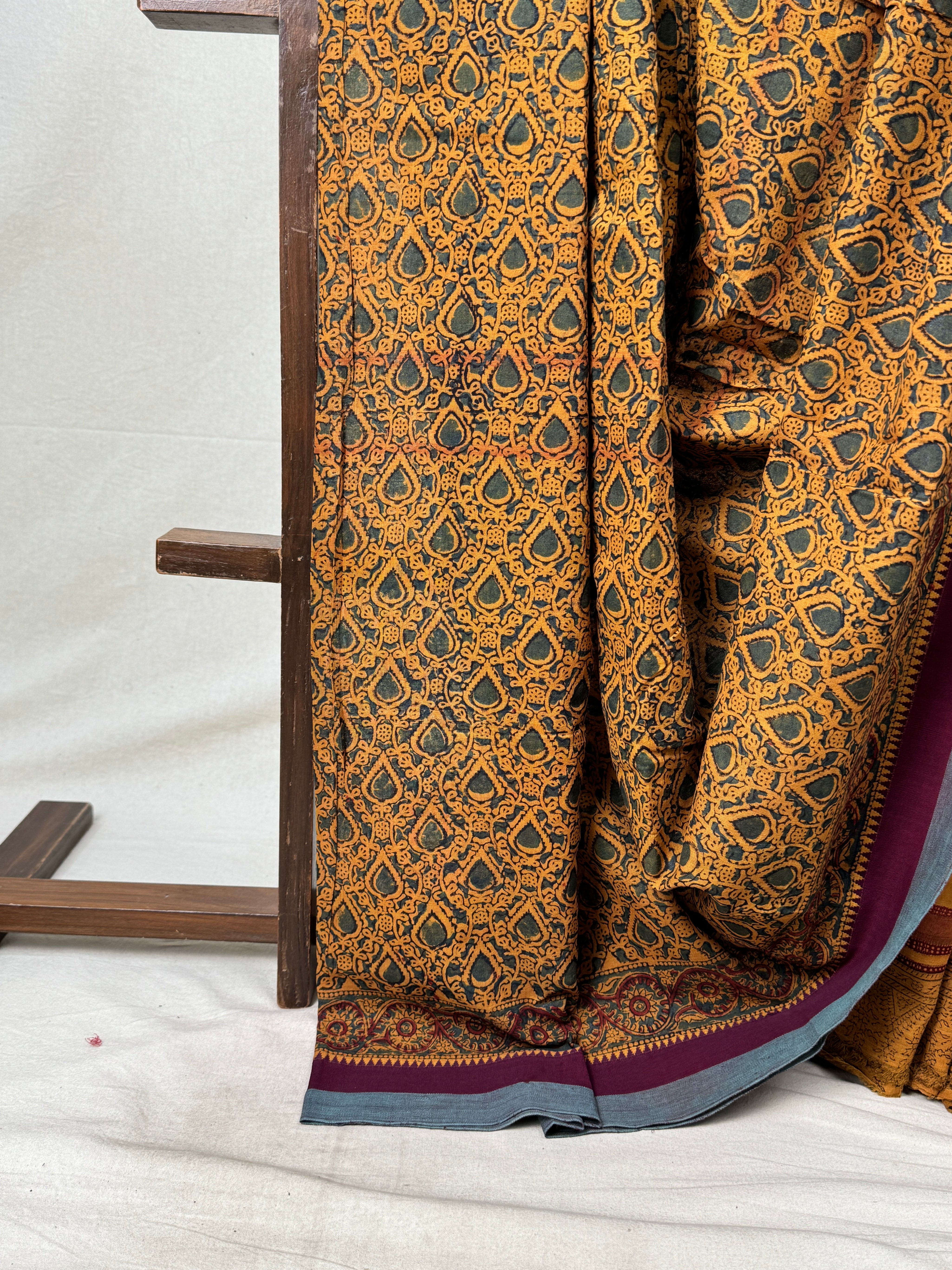 Mustard  HBP Mangalgiri Cotton Saree - SRMHMCS031