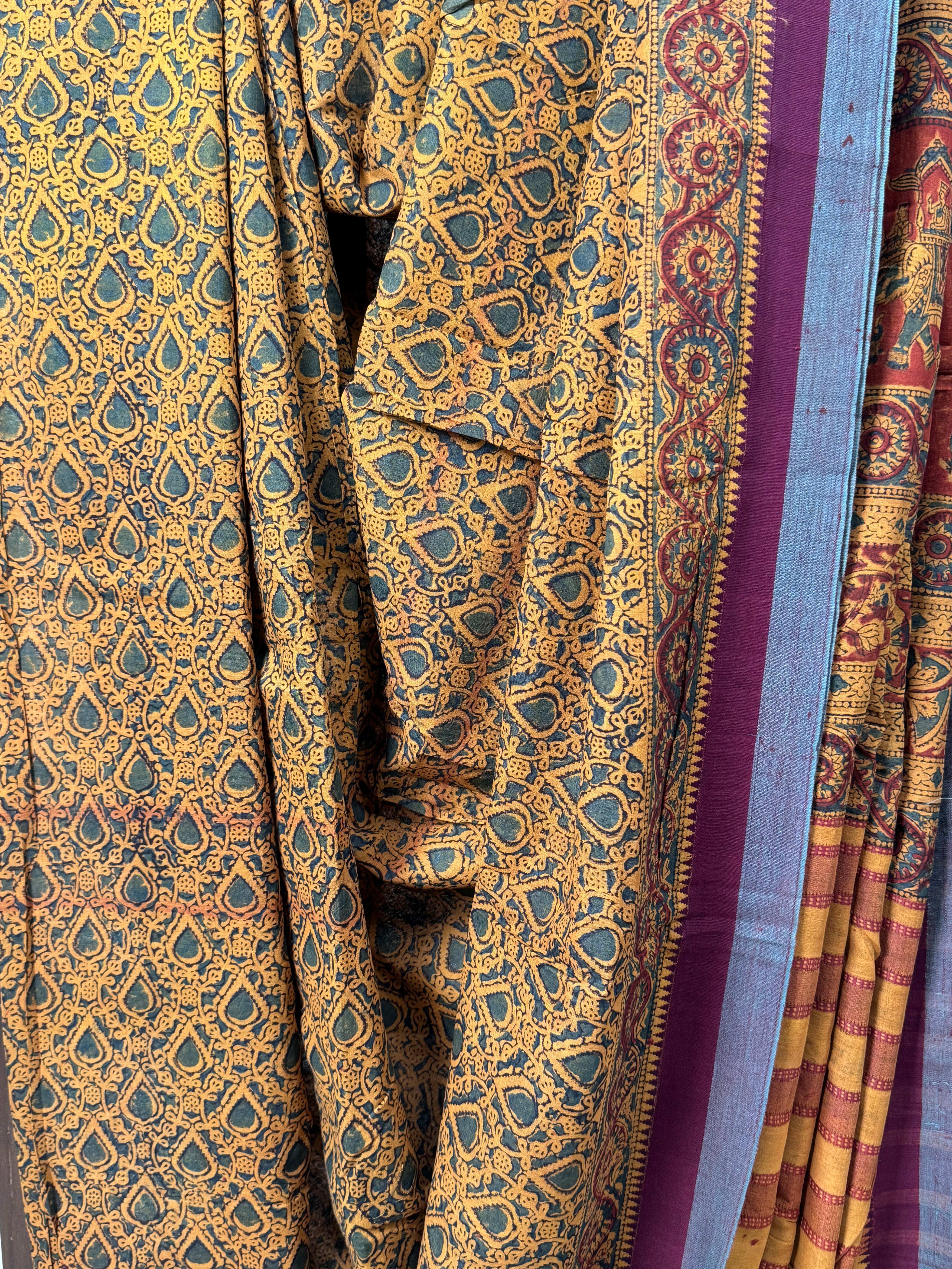 Mustard  HBP Mangalgiri Cotton Saree - SRMHMCS031