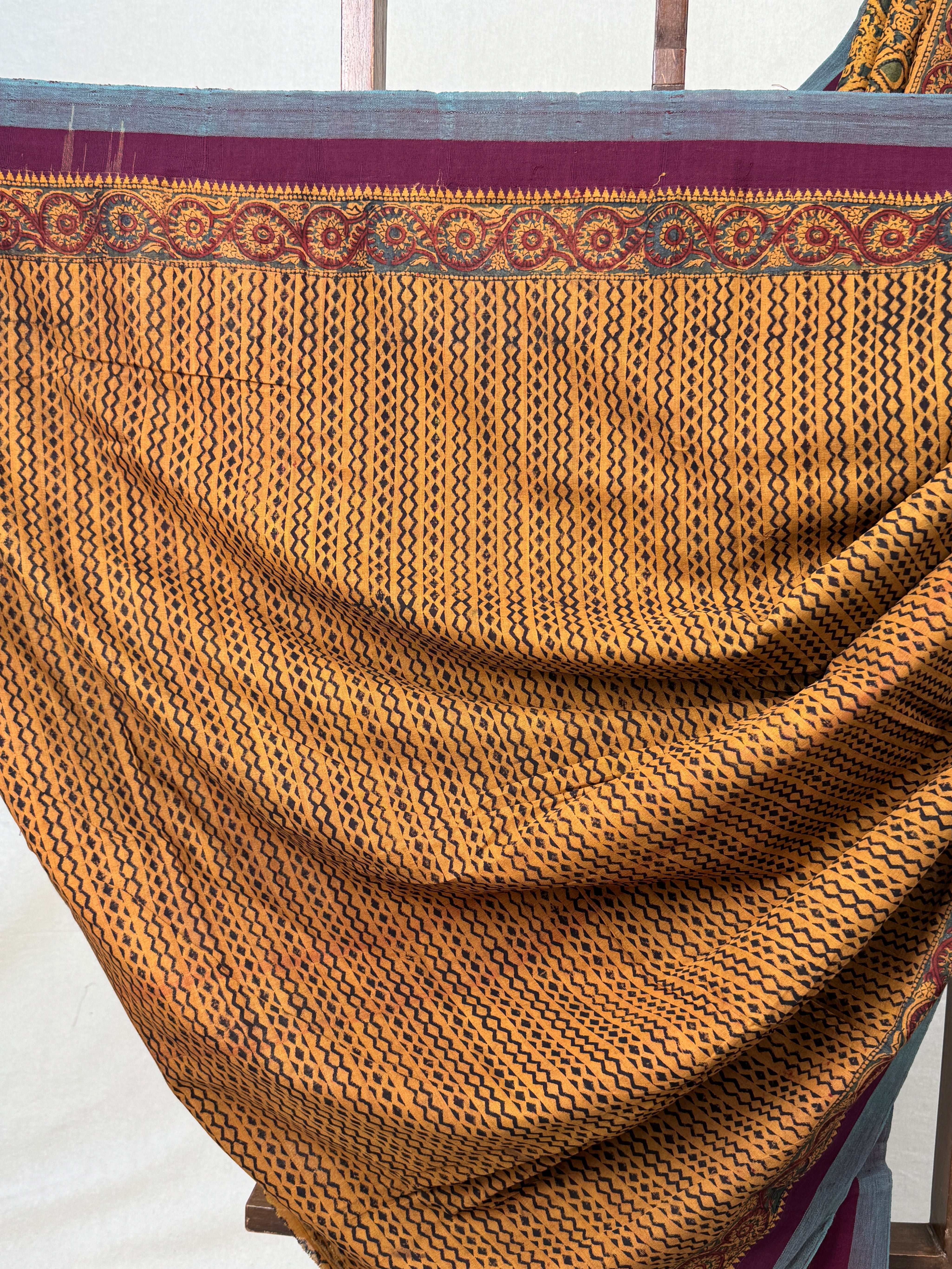 Mustard  HBP Mangalgiri Cotton Saree - SRMHMCS031
