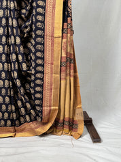Black HBP Mangalgiri Cotton Saree - SRBHMCS005