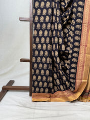 Black HBP Mangalgiri Cotton Saree - SRBHMCS005
