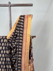 Black HBP Mangalgiri Cotton Saree - SRBHMCS005