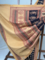 Black HBP Mangalgiri Cotton Saree - SRBHMCS005