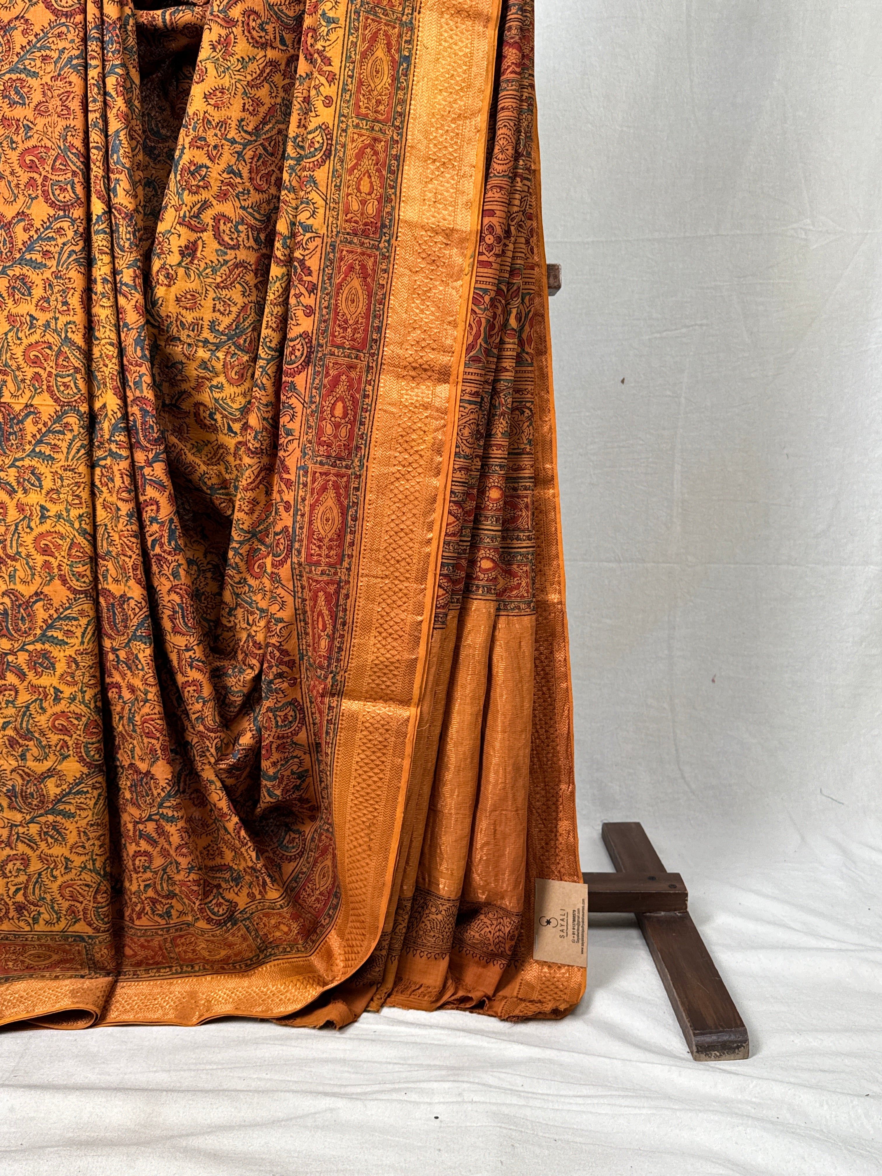 Orange HBP Mangalgiri Cotton Saree - SROHMCS017