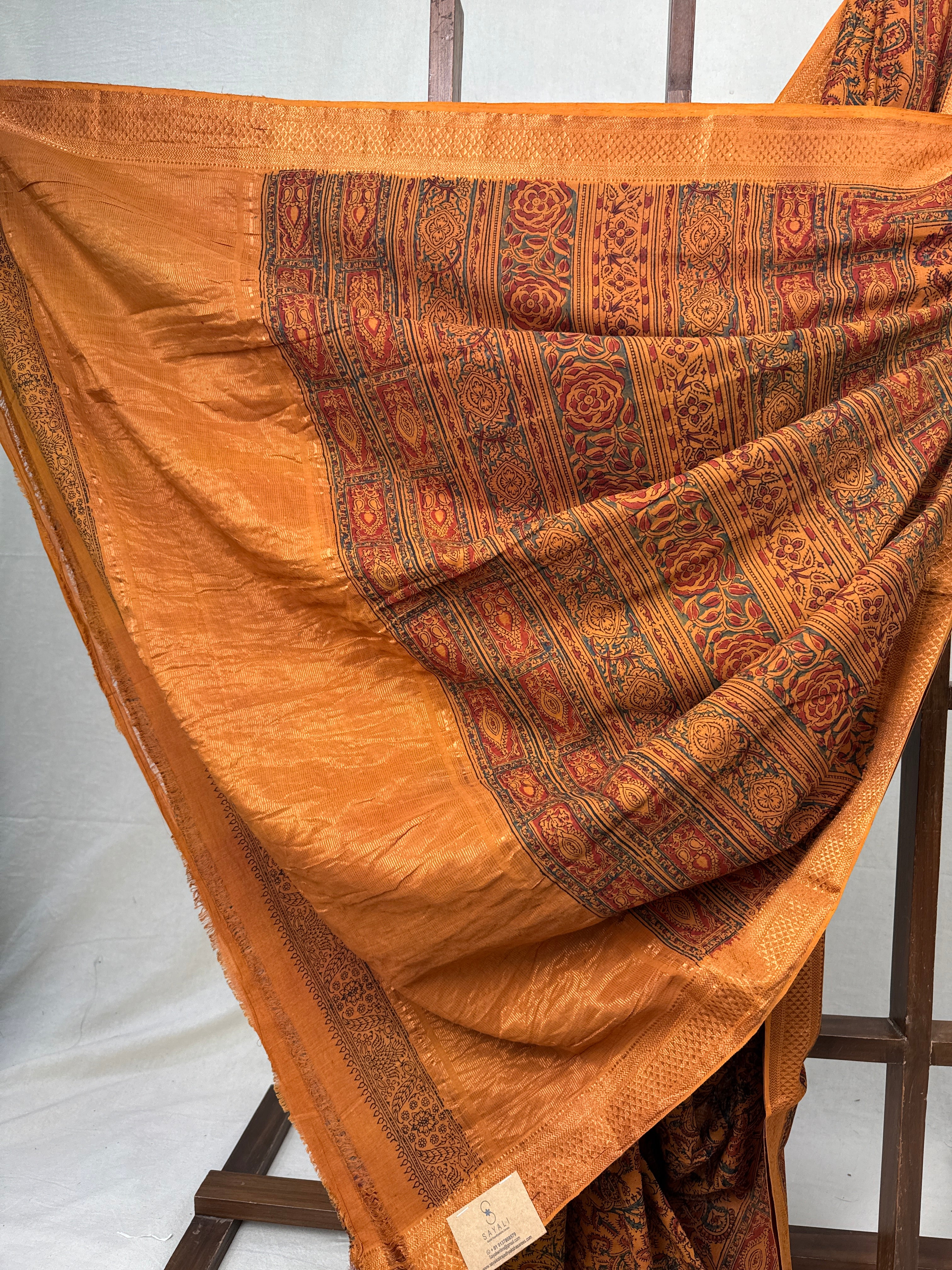 Orange HBP Mangalgiri Cotton Saree - SROHMCS017