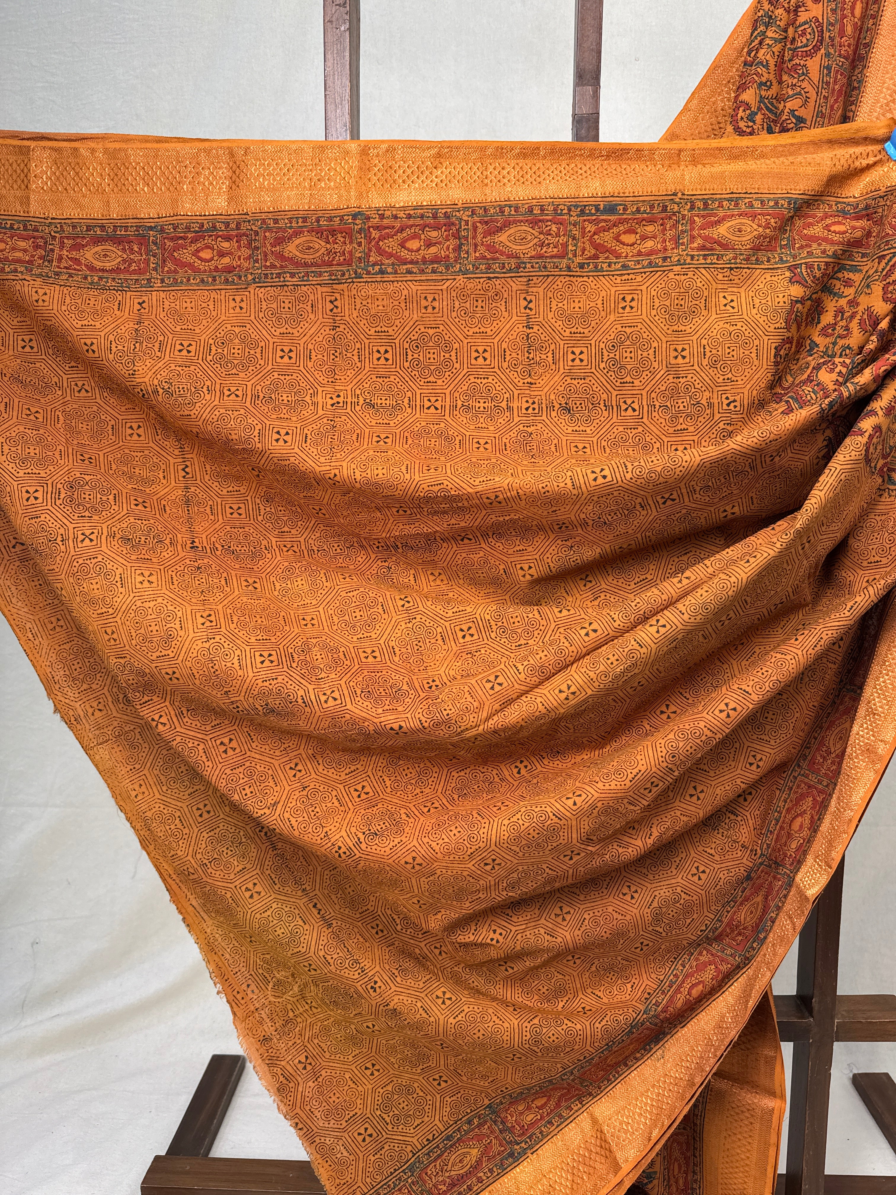 Orange HBP Mangalgiri Cotton Saree - SROHMCS017