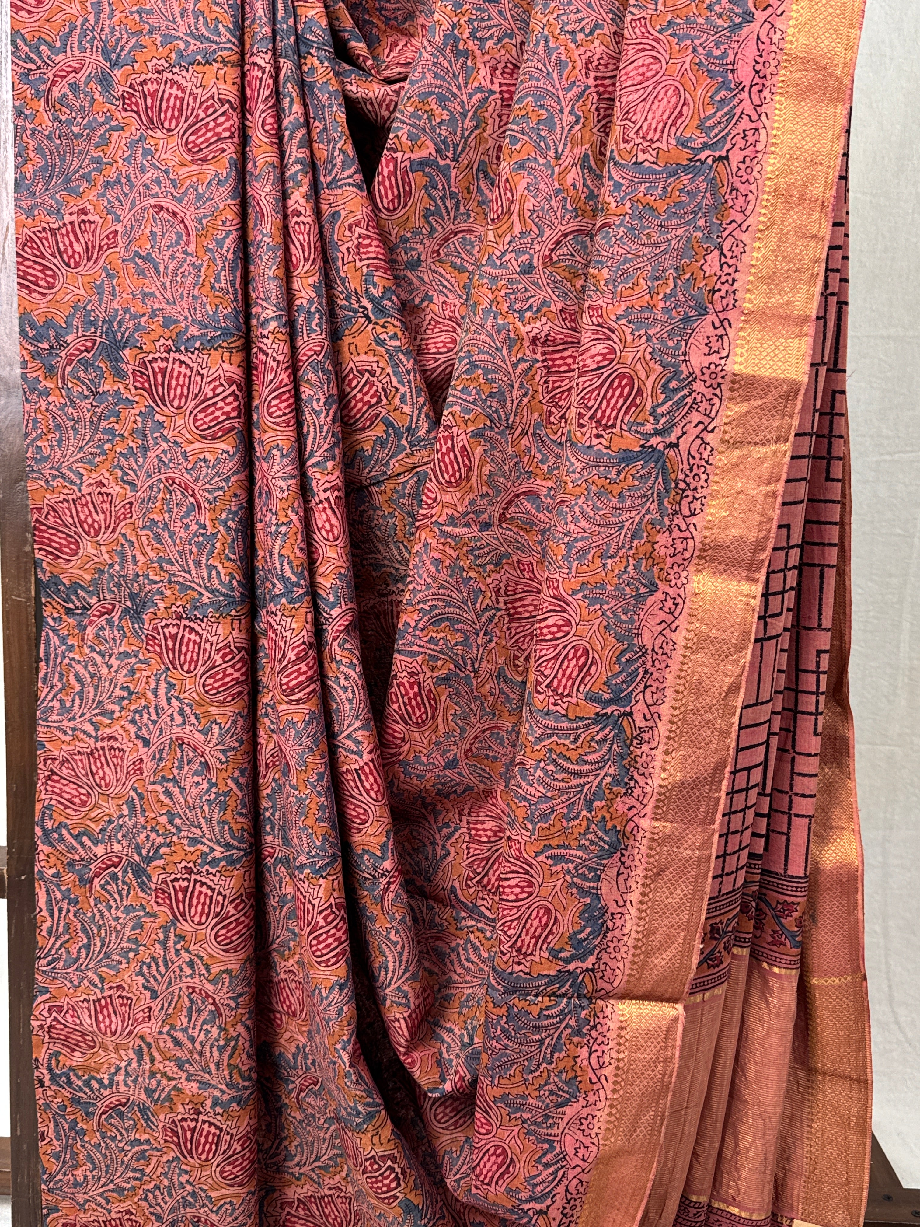Mauve HBP Mangalgiri Cotton Saree - SRMHMCS013