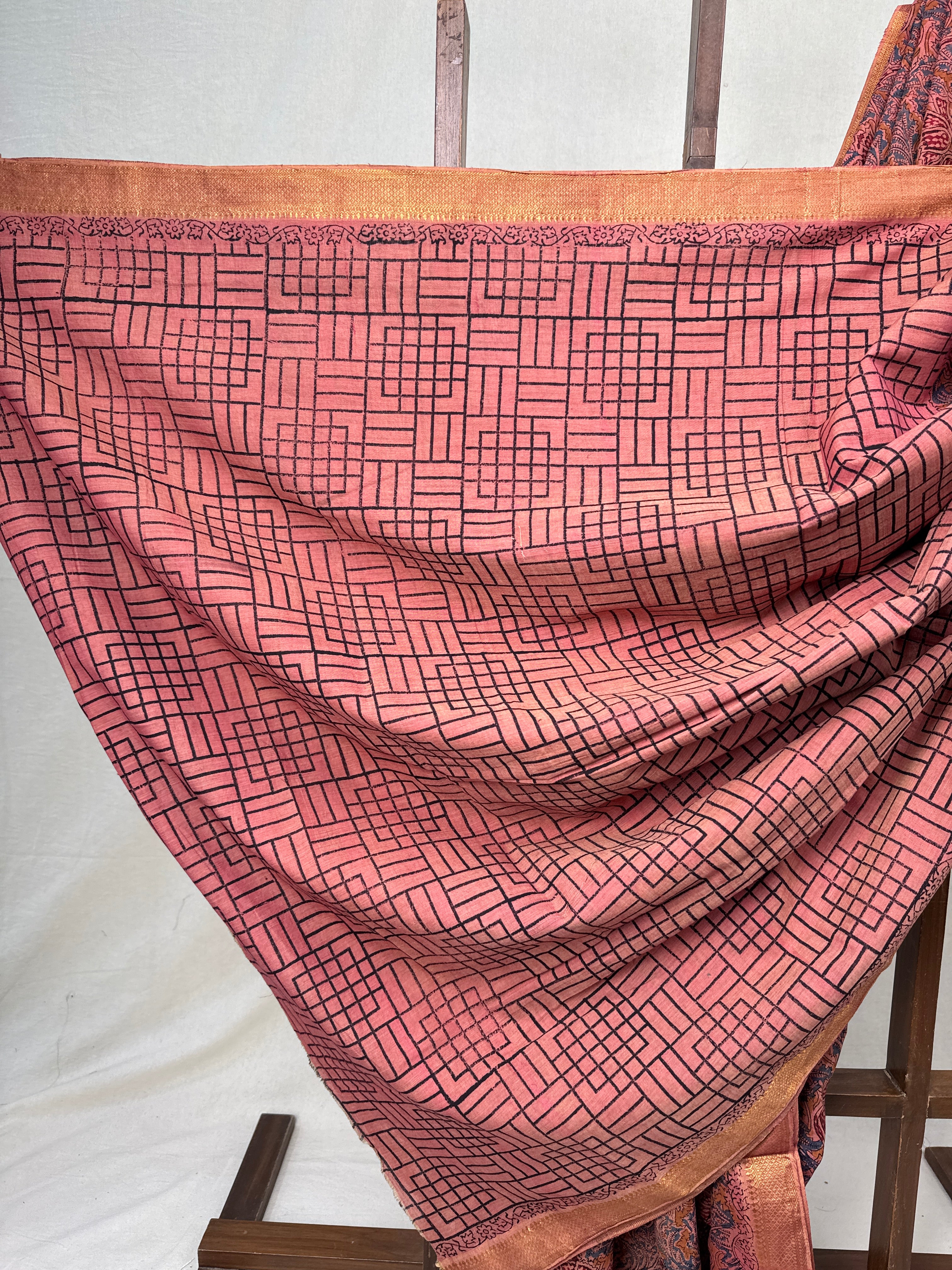 Mauve HBP Mangalgiri Cotton Saree - SRMHMCS013