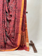 Brick Orange HBP Mangalgiri Cotton Saree - SRBOHMCS023