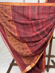 Brick Orange HBP Mangalgiri Cotton Saree - SRBOHMCS023