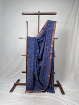 Blueish Gray HBP Mangalgiri Cotton Saree - SRBGHMCS021