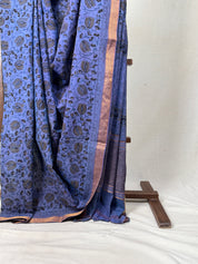 Blueish Gray HBP Mangalgiri Cotton Saree - SRBGHMCS021