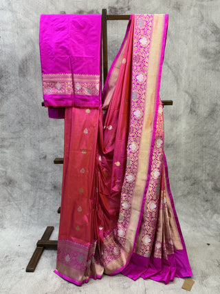 Two Tone Pink Banarasi Silk Saree-SRTPBSS226