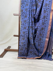 Blueish Gray HBP Mangalgiri Cotton Saree - SRBGHMCS021