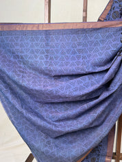 Blueish Gray HBP Mangalgiri Cotton Saree - SRBGHMCS021