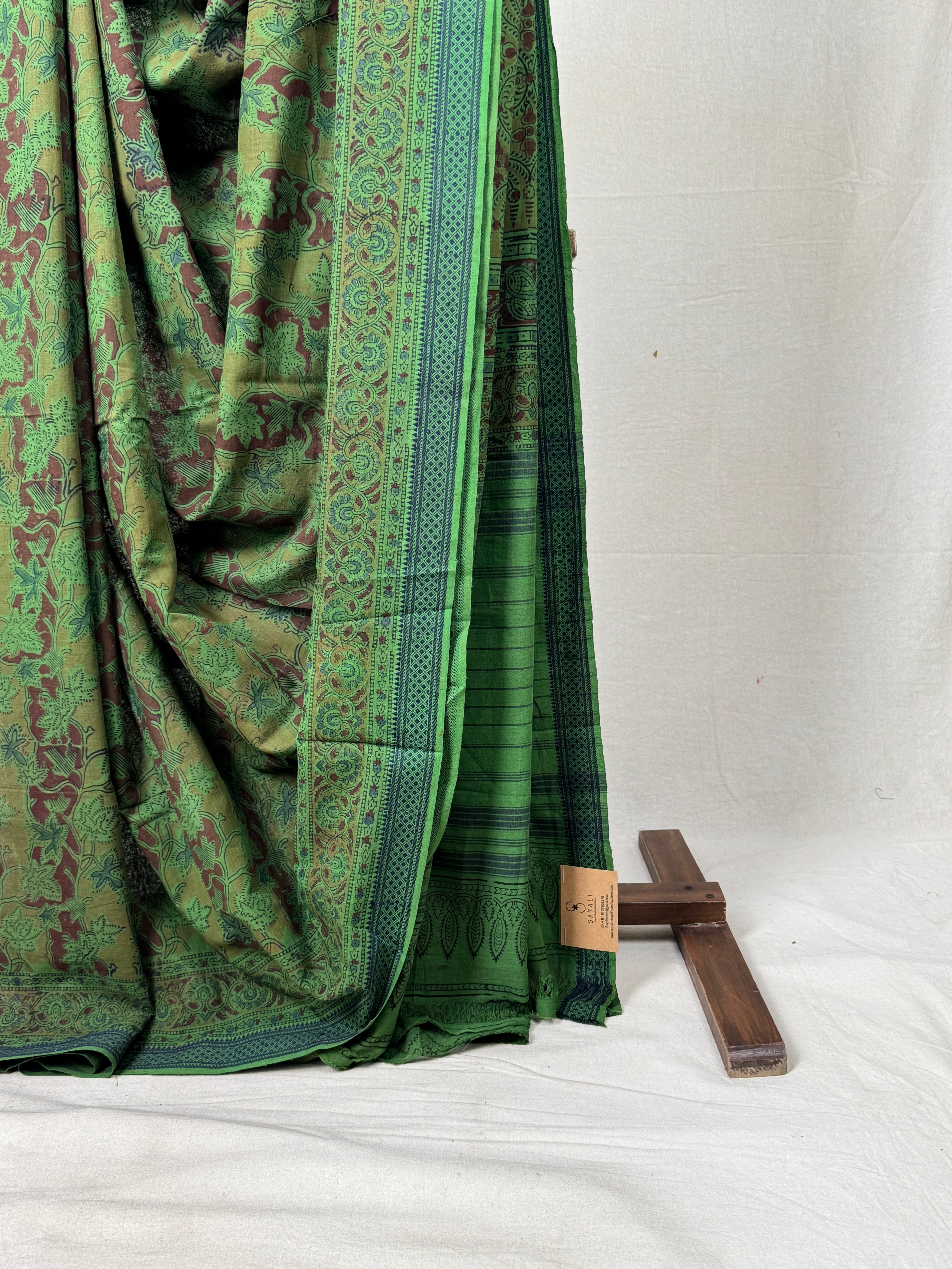 Green HBP Mangalgiri Cotton Saree - SRGHMCS004