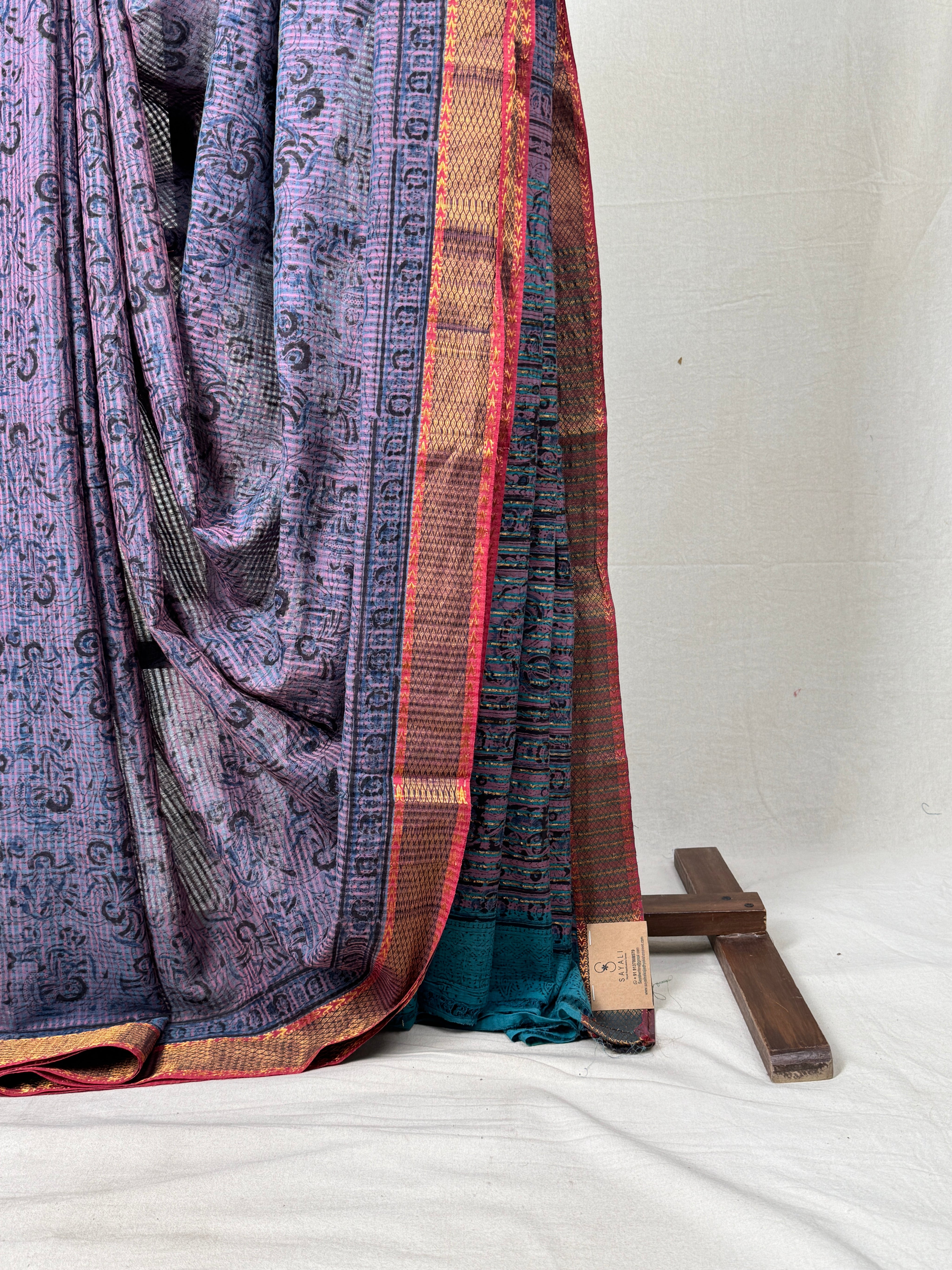 Pink Gray HBP Mangalgiri Cotton Saree - SRPGHMCS015