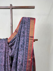 Pink Gray HBP Mangalgiri Cotton Saree - SRPGHMCS015