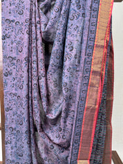 Pink Gray HBP Mangalgiri Cotton Saree - SRPGHMCS015