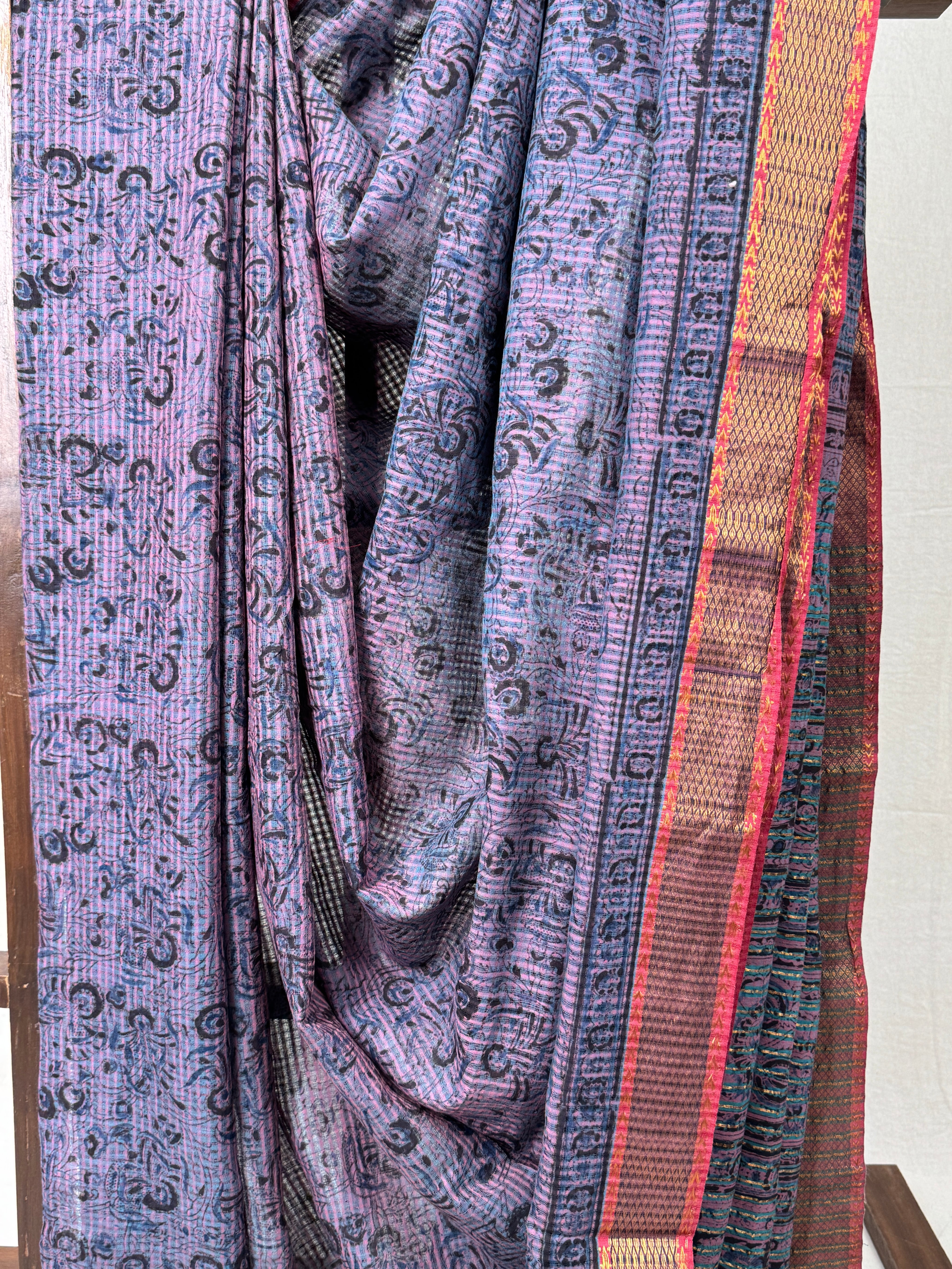 Pink Gray HBP Mangalgiri Cotton Saree - SRPGHMCS015