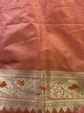 Two Tone Peach-Pink Banarasi Silk Saree-SRPPBSS219