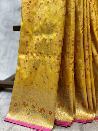 Yellow Banarasi Silk Saree-SRYBSS223