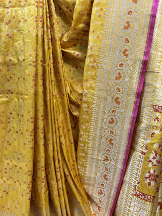 Yellow Banarasi Silk Saree-SRYBSS223
